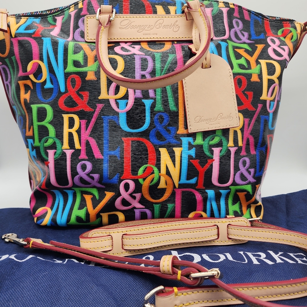 Dooney & Bourke Retro Grafica Vanessa Florentine Vacchetta Leather Tote Shoulder - Picture 16 of 16